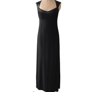 Badgley Mischka Black Sequin Shoulder Evening Gown Women’s 6 Formal Dress